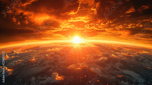 Captured from Space  Orbital Marvel Earth s Sunrise   Showcasing the Spectacle of the Sun s Golden Rays 