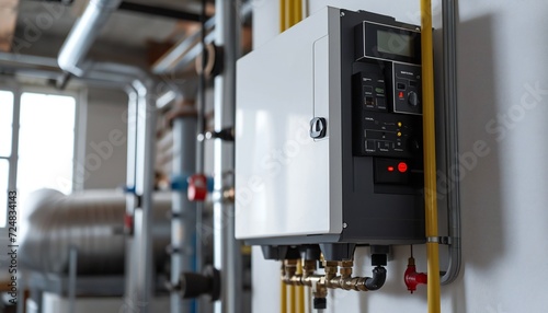 Modern home gas-fired boiler. Heating a house system.