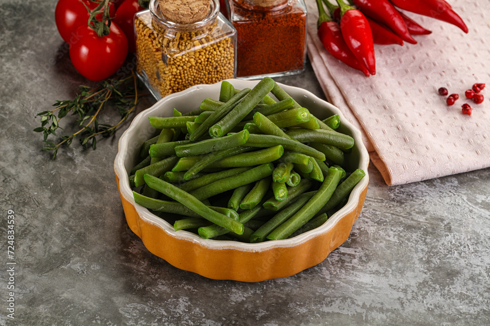 Vegan cuisine - boiled green bean