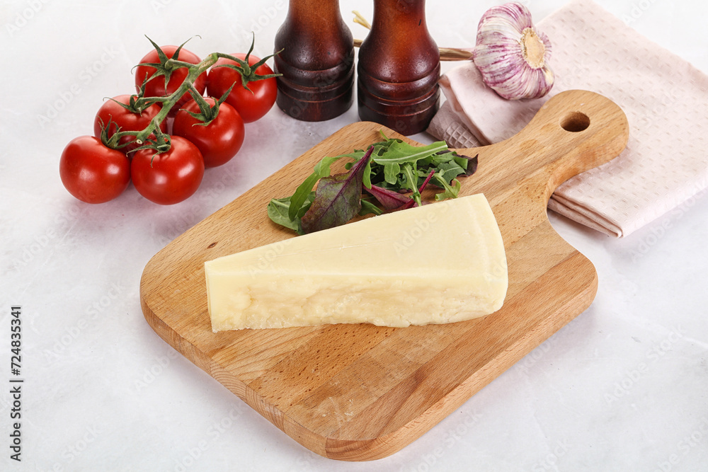 Piece Italian hard parmesan cheese Piece Italian hard parmesan cheese