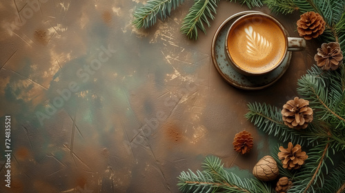 coffee cup and blank notebook on wooden table stock photo, in the style of nature-inspired motifs, festive atmosphere, brown, dark emerald and brown, traditional techniques reimagined, letterboxing 
