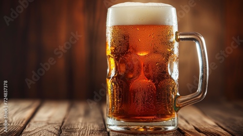 beer with foam in a glass glass photo