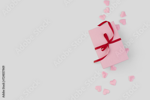 Pink box with hearts on a white background