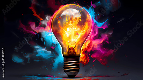 creative light bulb exploding with colorful paint is a powerful symbol of innovation 