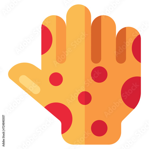 A colored design icon of infected hand 