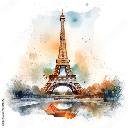Eiffel Tower Watercolor Clipart  Paris Monument  Ai generative