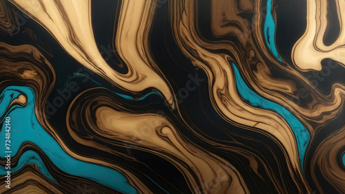 Majestic Brown Teal and golden gilded marble background
