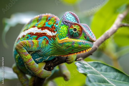 Closeup of a chameleon in the nature © tonstock