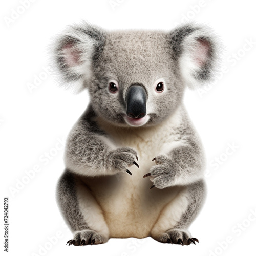 Koala in sitting isolated on transparent or white background