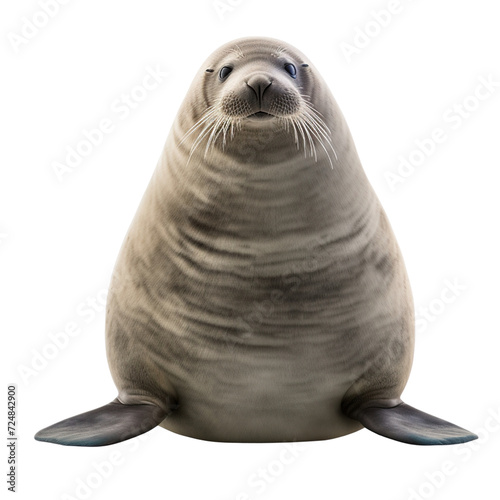Funny Common seal, front view isolated on transparent or white background