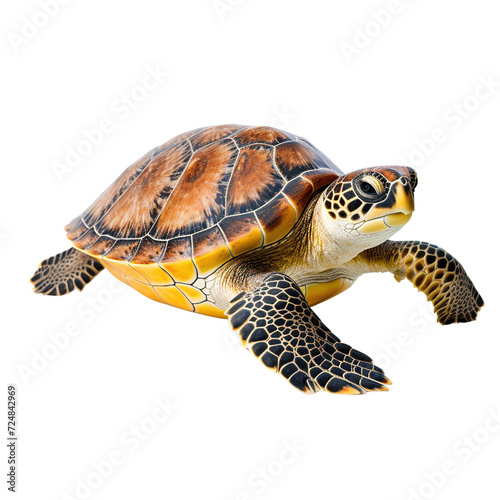 Sea turtle swimming isolated on transparent or white background