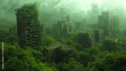 The state of cities that became deserted after the end of the human era. photo