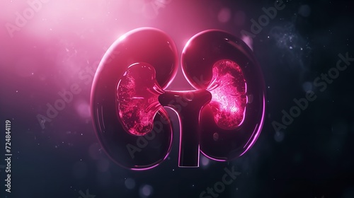 Kidney health represented by pink human kidney on world health day