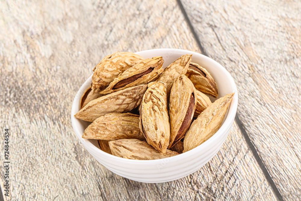 Shelled dry almond nut heap Shelled dry almond nut heap