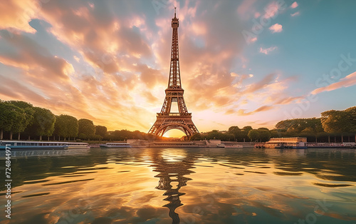 Eiffel Tower Design, Paris Monument Desktop Wallpaper, Ai generative