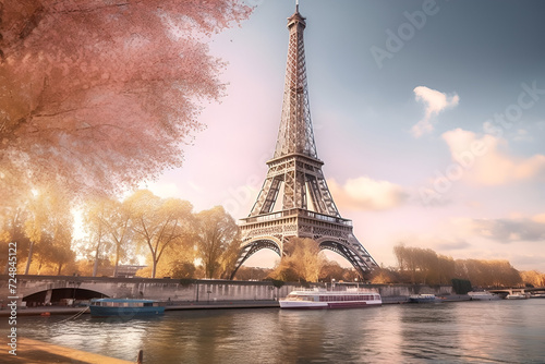 Eiffel Tower Design, Paris Monument Desktop Wallpaper, Ai generative © Romain