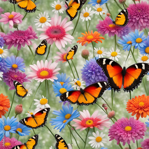 Schmetterling und Blumen