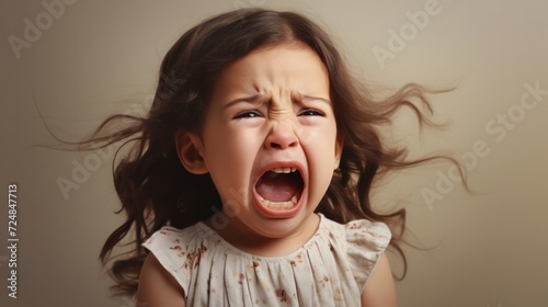 cute little baby girl child crying and screaming isolated, childhood, unhappy, emotion, sad, sadness, pain