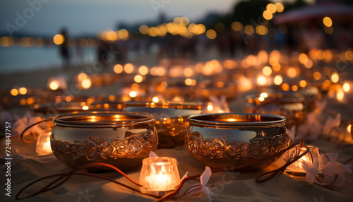 Glowing candle illuminates dark night, symbolizing spirituality generated by AI