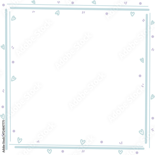 blue frame for text, heart frame illustration
