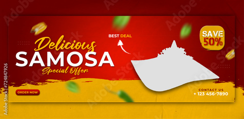 Delicious samosa and food menu facebook cover template