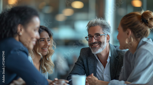 Casual Business Meeting with Smiling Professionals