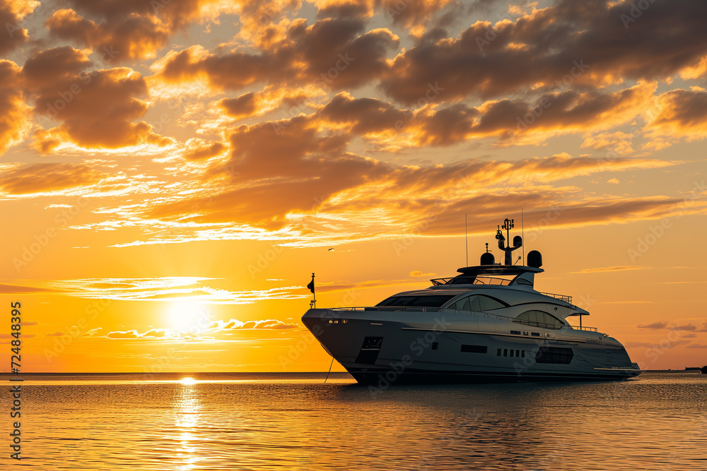 yacht in motion at sunset yacht in motion at sunset