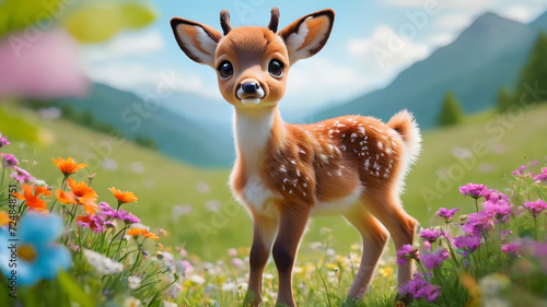 Baby deer in the forest