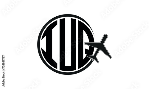 IUQ three initial letter circle tour & travel agency logo design vector template. hajj Umrah agency, abstract, wordmark, business, monogram, minimalist, brand, company, flat, tourism agency, tourist