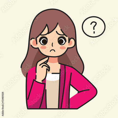 the woman had a confused and worried expression flat design vector illustration
