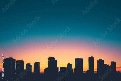 Watch the ideal dawn unfold over a city skyline silhouette, with towering skyscrapers in a scenic urban landscape, creating a panoramic cityscape that captures the essence of modern architecture