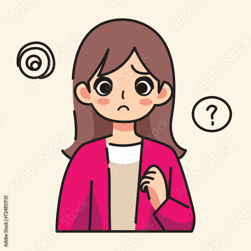the woman had a confused and worried expression flat design vector illustration