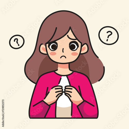 the woman had a confused and worried expression flat design vector illustration
