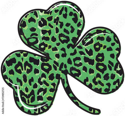 Clover - st Patrick leaf with green leopard print