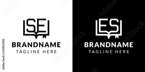 Letters SE and ES Book Logo, suitable for business related to book with SE or ES initials