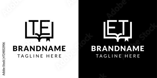 Letters TE and ET Book Logo, suitable for business related to book with TE or ET initials