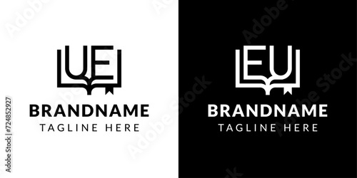Letters UE and EU Book Logo, suitable for business related to book with UE or EU initials