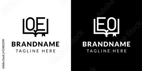 Letters OE and EO Book Logo, suitable for business related to book with OE or EO initials