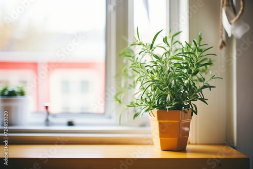 stevia plant on a windowsill
