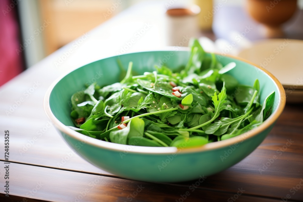 chopped fresh spinach in a green salad bowl chopped fresh spinach in a green salad bowl