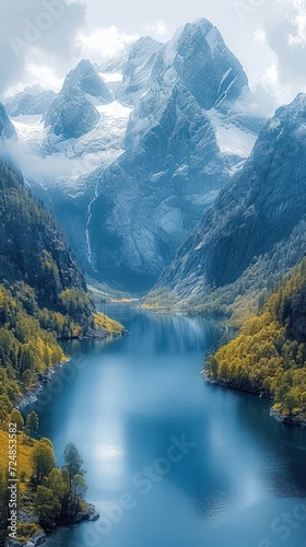Alpine Serenity: Pristine Lake Amidst Snow-Capped Peaks © Viktor