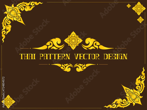 thai pattern golden asia culture design element for decorate border frame card photo