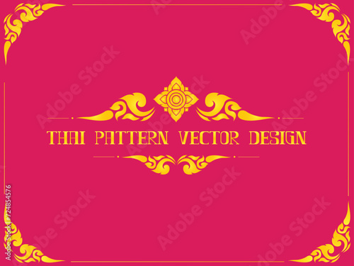 thai pattern golden asia culture design element for decorate border frame card photo