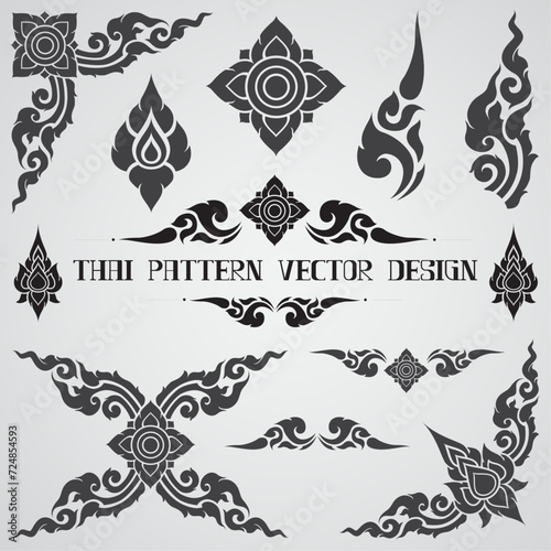 thai pattern golden asia culture design element for decorate border frame card
