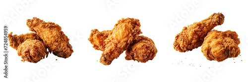 Set of A evirating Fried Chicken, on a Transparent Background photo