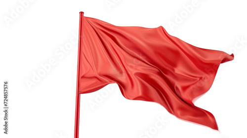 Red Flag Flying in Wind on Isolated on Transparent Background