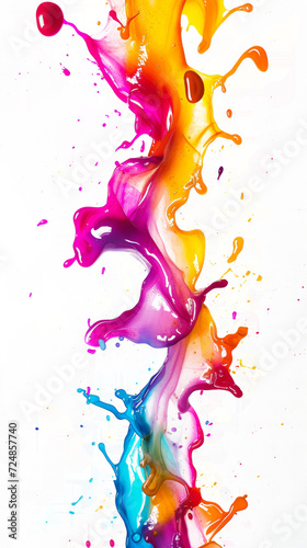 Rainbow-Colored Liquid Splashing Down the Side of a White Wall