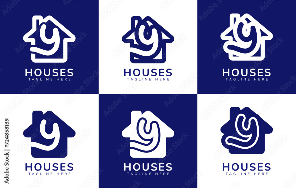 Set of houses home logo with letter Y. This logo combines letters and house or home. Perfect for housing business, real estate, mortgage, house rental, house buying and selling. Set of houses home logo with letter Y. This logo combines letters and house or home. Perfect for housing business, real estate, mortgage, house rental, house buying and selling.