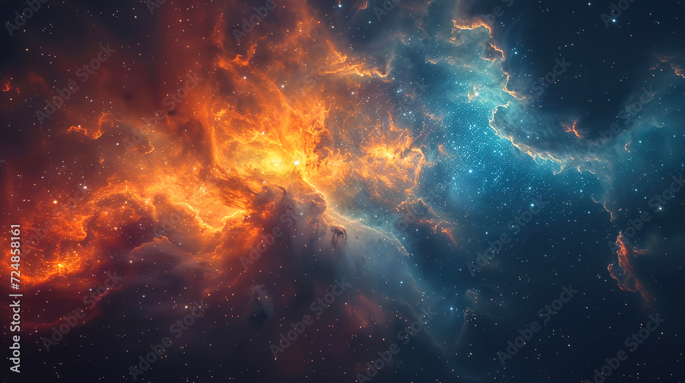 Cosmic Marvel Nebula and Galaxies in Space Background - obrazy, fototapety, plakaty 