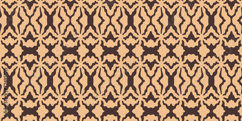 Luxurious decorative background in sand tones. Ethnic border, digital print design. Rorschach blot style pattern.